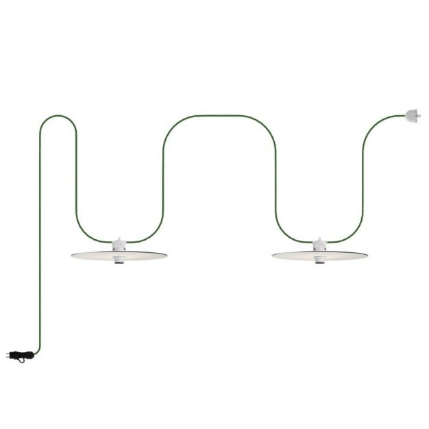 Creative Cables Eiva Ellepì - draagbare lichtslinger -  5,6 meter totale lengte - 2 x E27 fitting met siliconen kabelhouder - IP65 - groen & wit