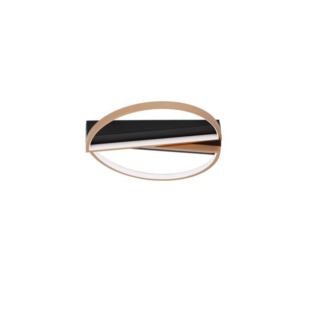 Nova Luce Elize - plafondlamp - 43,2 x 43,6 x 8 cm - 28W dimbaar LED incl. - zwart en goud