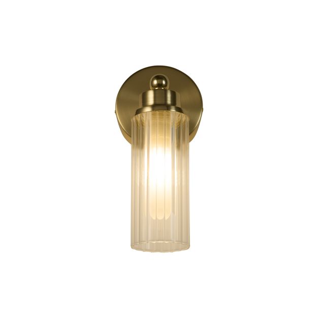 Searchlight Imperial - wandlamp - 10 x 22 cm - IP44 - satijn messing en transparant