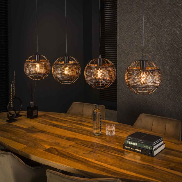 Vico Armor - hanglamp - 135 x 25 x 150 cm - zwart bruin