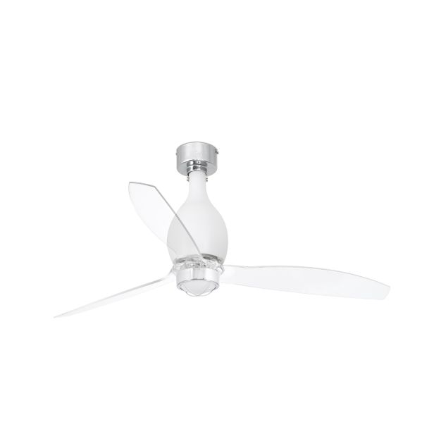 Faro Mini Eterfan - plafondventilator met licht en afstandsbediening - Ø 128 cm - 17W LED incl. - mat wit en transparant