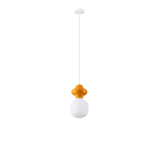 Nova Luce Clio - hanglamp - Ø 18 x 198 cm - oranje en opaalglas