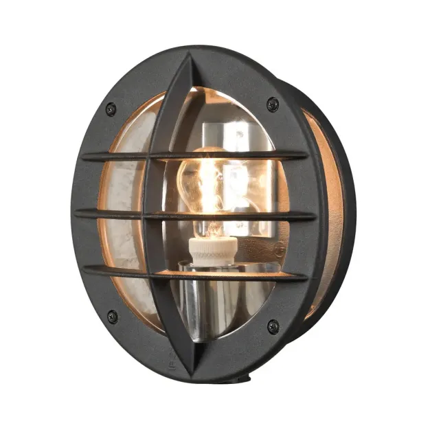 Konstsmide Oden - buiten wandlamp met stopcontact - 31 x 15 x 31 cm - IP23 - zwart