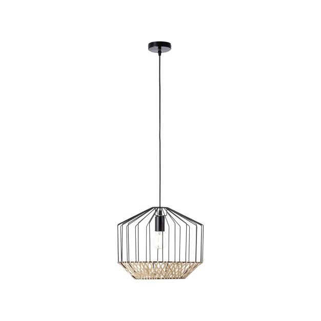 Brilliant Templo - hanglamp - Ø 37 x 153 cm - zwart en lichtbruin
