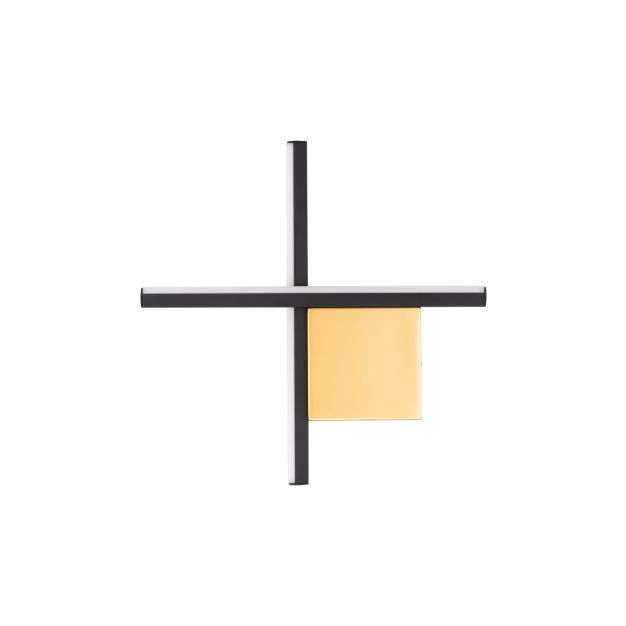 Nova Luce Cross - wandlamp - 30 x 30 x 4 cm - 10W LED incl. - geborsteld goud en zandzwart