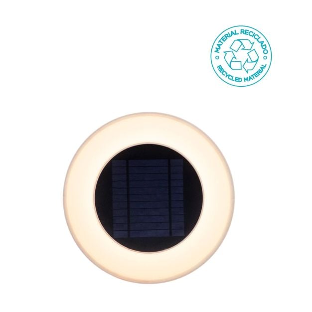 New Garden Wally 39 - buiten wandlamp op zonne-energie - Ø 39 x 8 cm - twilight sensor - 2W LED incl. - IP65 - wit - warm witte lichtkleur