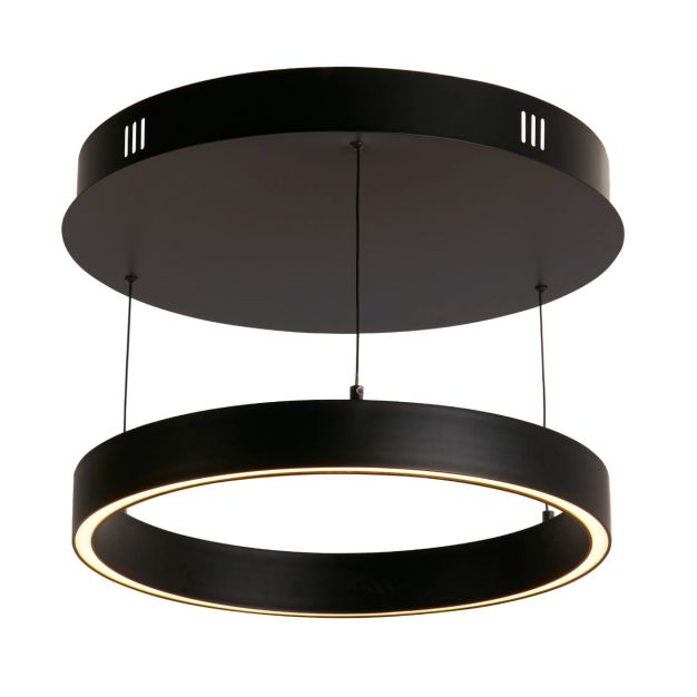 Searchlight Layla - hanglamp -Ø 44 x 190 cm - 29W dim-to-warm LED incl. - beweging gestuurd - zwart