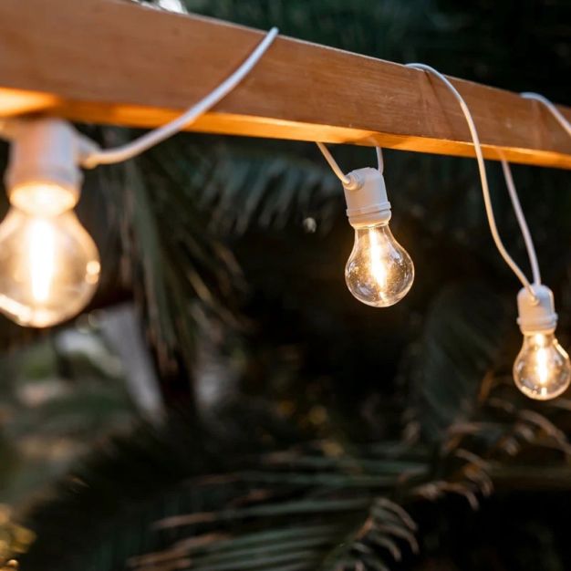 New Garden Garland Allegra - lichtslinger met vervangbare lichtbronnen - 8m slinger waarvan 3,25m snoer - 10 LED-lampen incl. - IP44 -  wit