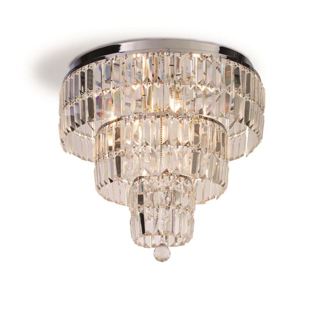 Searchlight Empire - plafondlamp - Ø 50 x 42 cm - IP44 - chroom en transparant