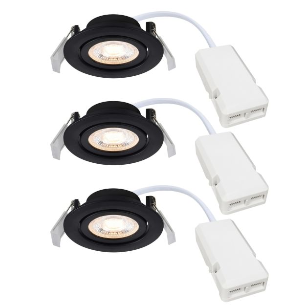 Nordlux Monolo 3-Kit - inbouwspot - Ø 82 mm, Ø 68 mm inbouwmaat - 3 stappen dimbare - 4,8W LED incl. - zwart