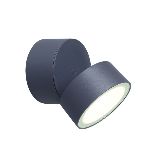 Lutec Trumpet - buiten wandlamp - 9 x 11 x 9 cm - 9,5W LED incl. - IP54 - donkergrijs