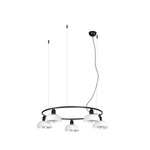 Faro Tatawin S - hanglamp - Ø 90 x 100 x 210 cm - satijnzwart en glanswit