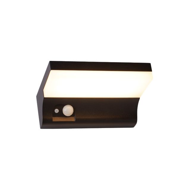 Searchlight Solly -  buiten wandverlichting met sensor op zonne-energie - 16 x 6 x 11 cm - 2W LED incl. - IP54 - zwart