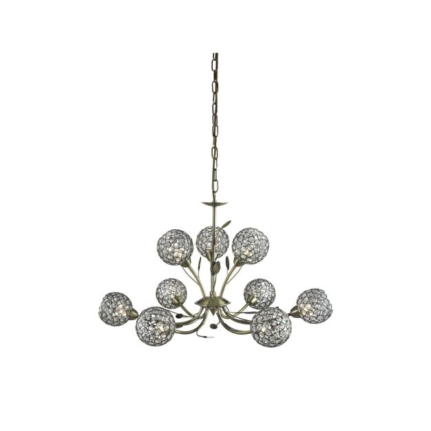 Searchlight Bellis II - hanglamp - Ø 68 x 91 cm - antiek messing