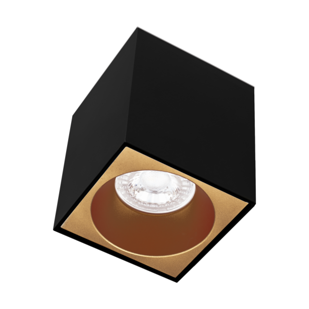 Century Italia Essenza Cube - opbouwspot 1L - 9,6 x 9,6 x 10,2 cm - goud en zwart