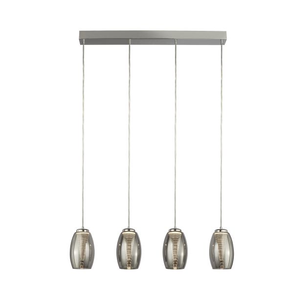 Searchlight Cyclone - hanglamp - 75,5 x 11,5 x 150 cm - 21W dimbare LED incl. - chroom en gerookt glas