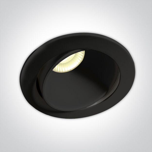 ONE Light COB Recessed Spots Adjustable LED - inbouwspot - Ø 106 mm, 92 mm inbouwmaat - 8W dimbare LED incl. - IP54 - zwart