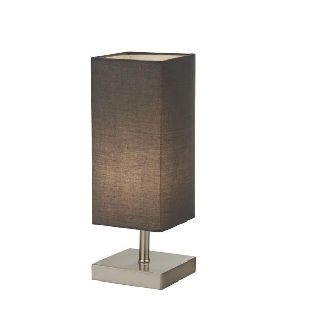 Searchlight Valley - tafellamp - 12 x 12 x 35 cm - satijn zilver en donker grijs