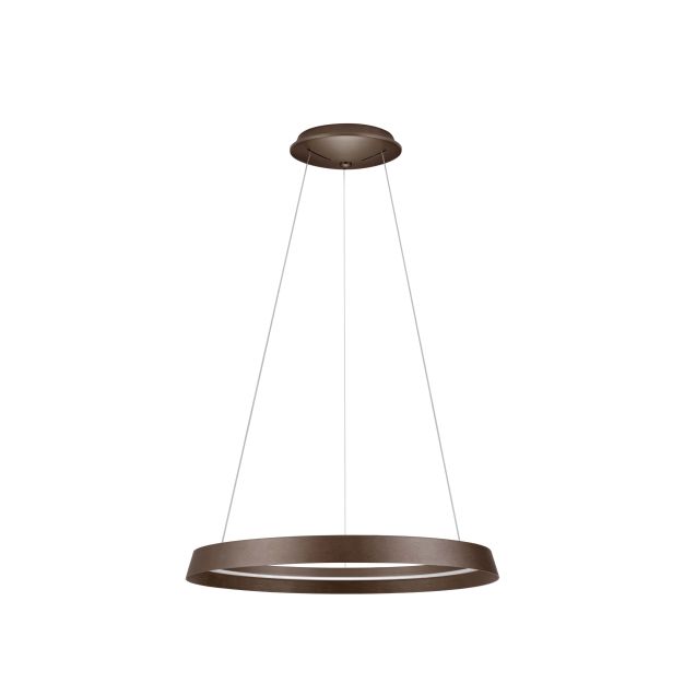 Nova Luce Ormi - hanglamp - Ø 60 x 150 cm - 52W dimbare LED incl. - geborsteld koffiebruin