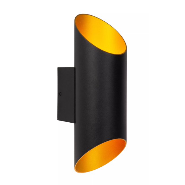 Lucide Quirijn - wandverlichting - 9,6 x 12,1 x 30 cm - zwart en messing