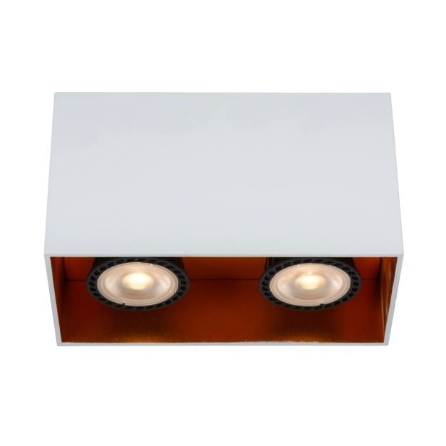 Lucide Bido - opbouwspot - 16,5 x 8,3 x 9,5 cm - wit en messing