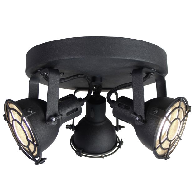 Brilliant Jesper - opbouwspot 3L - Ø 24 x 15 cm - 3 x 5W LED incl. - zwart korund