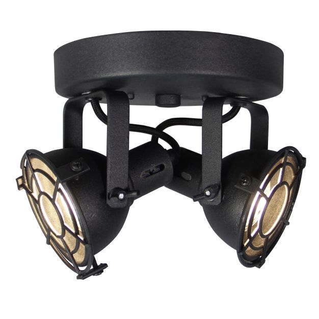 Brilliant Jesper - opbouwspot 2L - Ø 20 x 15 cm - 2 x 4W LED incl. - zwart korund