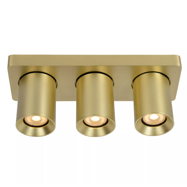 Lucide Nigel - opbouwspot - 30 x 10 x 11,5 cm - 3 x 5W dimbare LED incl. - dim to warm - goud