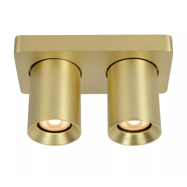 Lucide Nigel - opbouwspot - 20 x 10 x 11,5 cm - 2 x 5W dimbare LED incl. - dim to warm - mat goud