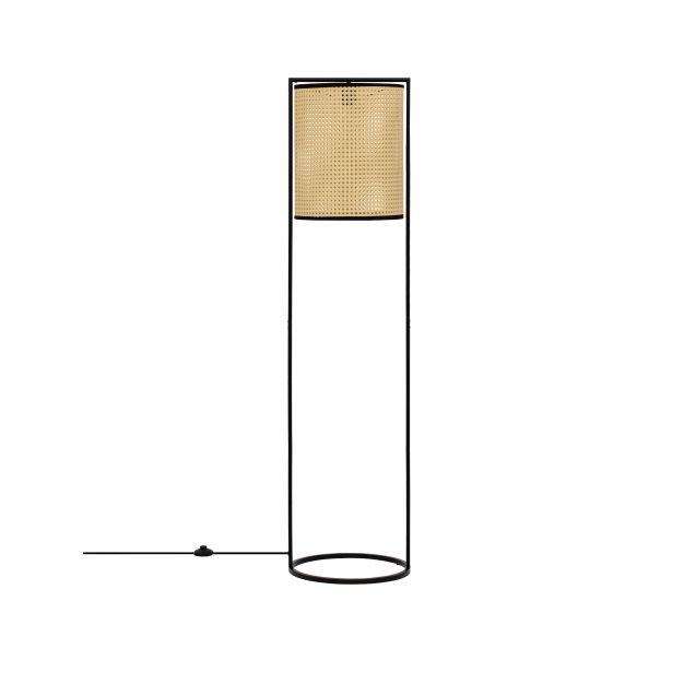 Nova Luce Erto - vloerlamp - Ø 38 x 150 cm - zandzwart en rotan