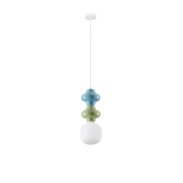 Nova Luce Clio - hanglamp - Ø 18 x 215 cm - groen, blauw, wit en opaalglas