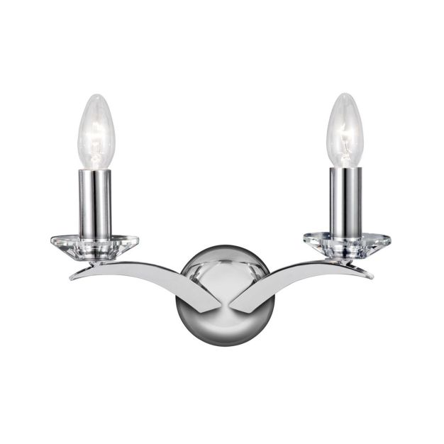 Searchlight Kensington - wandverlichting - 32 x 17 cm - chroom