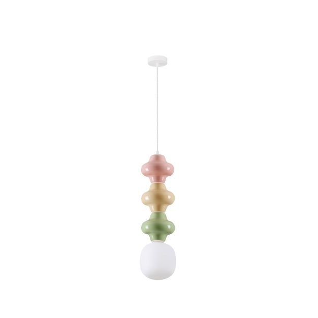 Nova Luce Clio - hanglamp - Ø 18 x 240 cm - roze, geel, groen, wit en opaalglas
