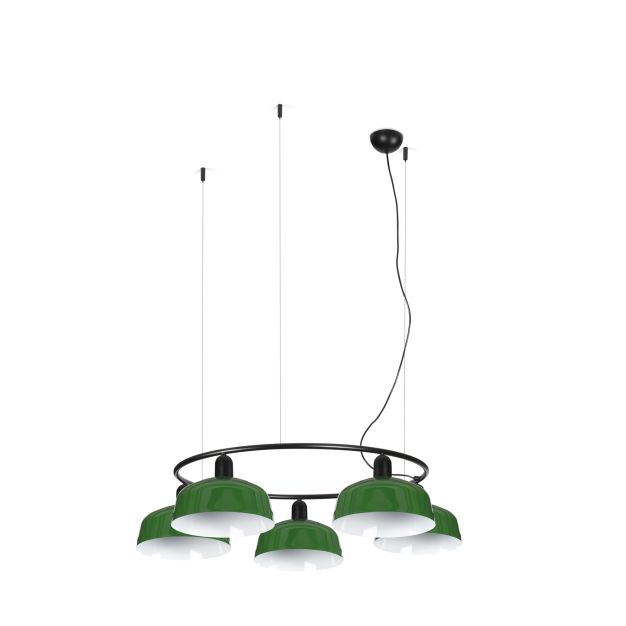 Faro Tatawin M - hanglamp - Ø 96,6 x 100 x 210 cm - satijnzwart en glansgroen
