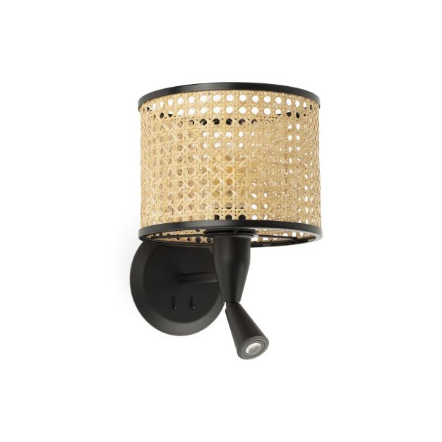 Faro Mambo - wandverlichting met schakelaar - 21 x 17 x 17,3 cm - 3W LED incl. - bruin en zwart