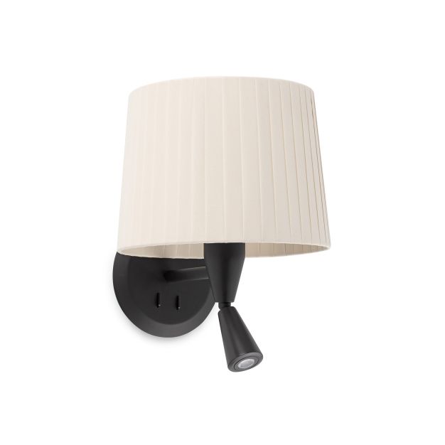 Faro Samba - wandverlichting met schakelaar - 21,5 x 19 x 17,3 cm - 3W LED incl. - zwart en beige