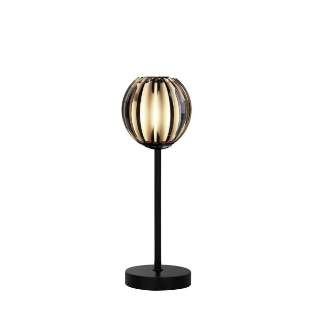 Searchlight Blossom - tafellamp - Ø 12 x 44 cm - zwart, chroom en transparant