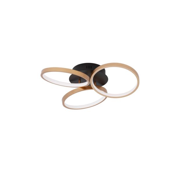 Nova Luce Elize - plafondlamp - Ø 55 x 12 cm - 28W dimbaar LED incl. - zwart en goud