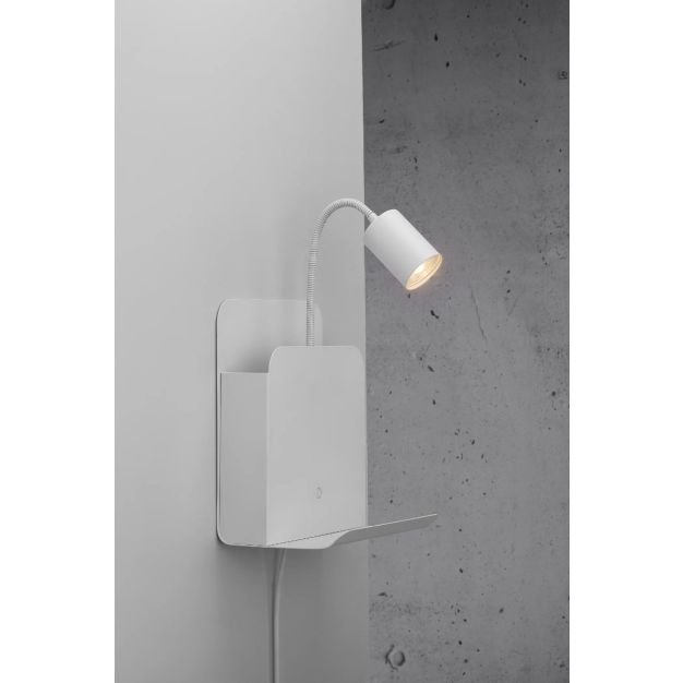 Nordlux Roomi - wandlamp met schakelaar en dubbele USB-poort - 16,5 x 24,8 x 28,2 cm - wit