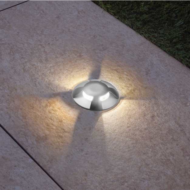 Century Italia Argo - grondspot met 4 vensters - Ø5,8 x 6,5 cm - 0,75W LED incl. - 4000K - IP67 - grijs