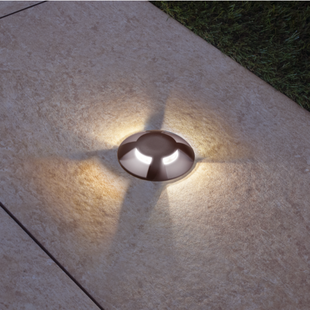Century Italia Argo - grondspot met 4 vensters - Ø5,8 x 6,5 cm - 0,75W LED incl. - 4000K - IP67 - bruin