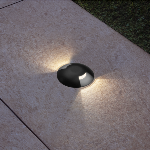 Century Italia Argo - grondspot met 2 vensters - Ø5,8 x 6,5 cm - 0,75W LED incl. - 4000K - IP67 - zwart