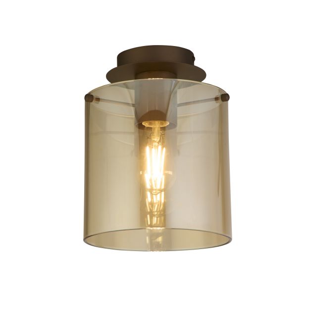 Searchlight Sweden - plafondverlichting - Ø 22 x 26 cm - mokka en amber