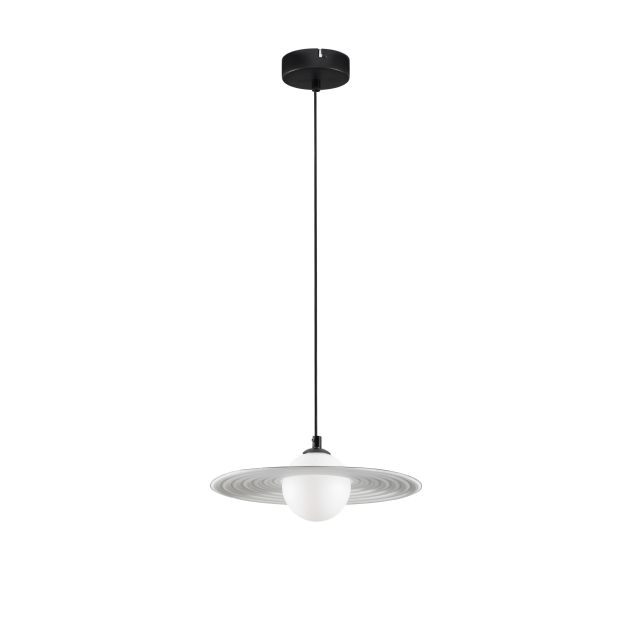 Nova Luce Reflet - hanglamp - Ø 30 x 220 cm - zandzwart en wit