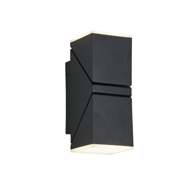 Searchlight Montana - buiten wandlamp - 6 x 15 cm - 12W LED incl. - IP65 - zwart