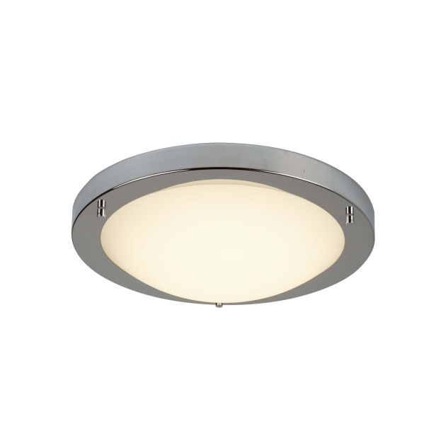 Searchlight LED Flush - plafondlamp badkamer - Ø 31 x 8 cm - 12W LED incl. - IP44 - satijn zilver en wit