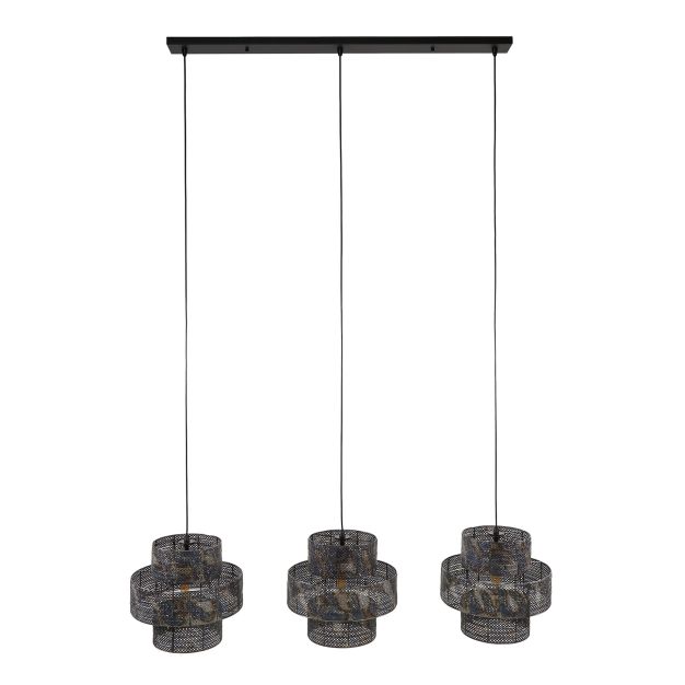 Vico Lantern - hanglamp - 135 x 35 x 150 cm - zwart bruin