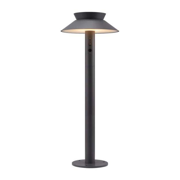 Nordlux Justina - tuinpaal op zonne-energie met bewegingsmelder op piek - Ø 23 x 60 cm - 5W LED incl. - IP44 - antraciet