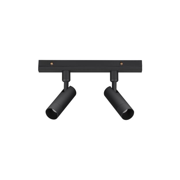 Nova Luce Buxton L - dubbele spot voor magnetisch railsysteem - 24,5 x 3,2 x 15,1 cm - 2 x 10W dimbare LED incl. - zandzwart