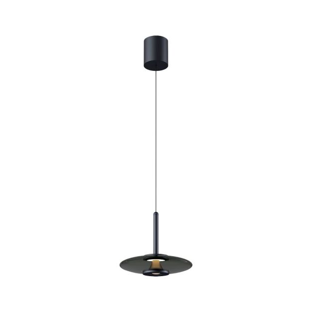 Artdelight Madison - hanglamp - Ø 22 x 200 cm - 11W dimbare LED incl. - zwart en smoke